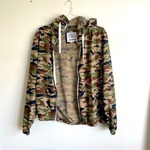 Denim and Flower men’s large camouflage print zip up hooded jacket